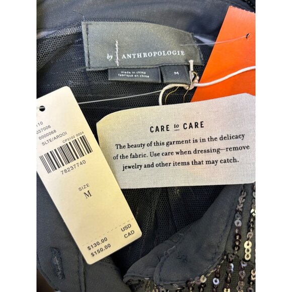 NWT Anthropologie Gray Sequin Blouse M - Picture 6 of 6